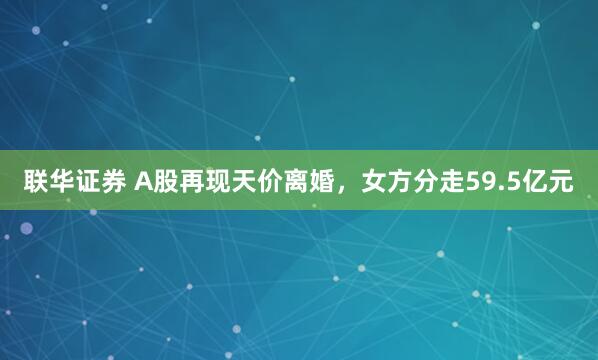 联华证券 A股再现天价离婚，女方分走59.5亿元